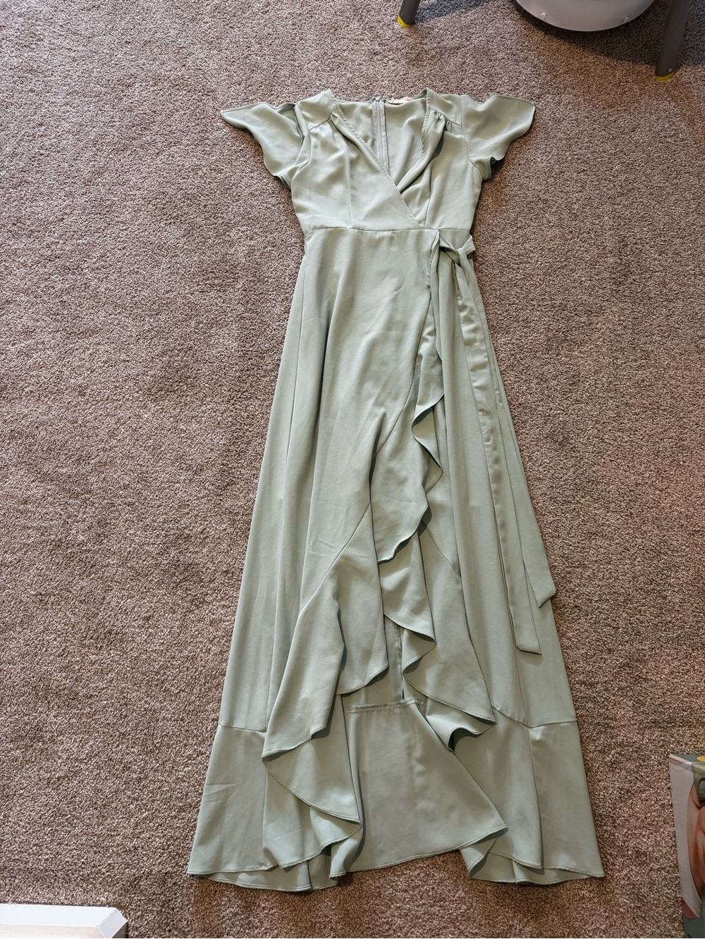 Altar'd State Sage Green Ruffle Wrap Maxi Dress